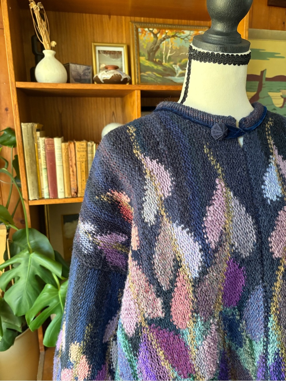 Hand-Knit Colourful Oversize Knit Sweater OS - Picture 3 of 10